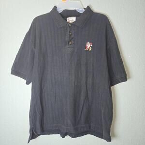 VTG Disney World Parks Grumpy Embroidered Cotton Polo Shirt Mens L Dark Gray